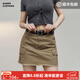 馬登美式包臀裙高腰純棉半身裙顯瘦A字裙短款小個(gè)子短裙辣妹夏女 卡其綠 L