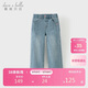 戴維貝拉（DAVE＆BELLA）兒童褲子女童牛仔褲中大童直筒褲春裝休閑長(cháng)褲