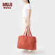 MUJI再生錦綸 可折疊行李包 旅行包大容量挎包收納袋手提包 橙色/橫型