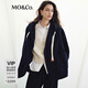 MO&Co.大衣2025秋新品美麗諾綿羊毛雙面呢連帽繭型高街風(fēng)MBE3OVCT02 深寶藍色 XS /155