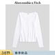 Abercrombie & Fitch小麋鹿圖案美式修身打底小V領(lǐng)長(cháng)袖T恤上衣26春新款女裝139-6134 白色 XXS (160/76A)