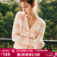 Olrain歐芮兒法式小香風(fēng)毛衣外套女春裝條紋馬海毛開(kāi)衫 粉色 M