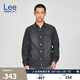 Lee商場(chǎng)同款25新品舒適版翻領(lǐng)黑灰色男長(cháng)袖牛仔襯衫 黑灰色 M