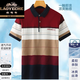 老爺車(chē)（LAOYECHE）冰絲短袖t恤男士新款夏裝40-50歲中老年爸爸裝日常百搭休閑條紋衫 酒紅色 576款 XL 52-175-