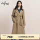 伊芙麗（eifini）朱珠代言【摯友風(fēng)衣】中長(cháng)款風(fēng)衣新款經(jīng)典簡(jiǎn)約雙排扣女士風(fēng)衣外套 橄欖綠 M 105-118斤