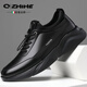 Q ZHIHE品牌男鞋真皮休閑皮鞋男士軟底輕便百搭潮流運動(dòng)鞋戶(hù)外跑步鞋子 黑色【皮鞋碼】 42 (260mm)