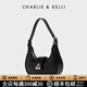 CHARLIE&KELLI CK品牌包包女款2026新款三角扣新月包腋下包單肩斜挎女生日禮物 黑色【代寫(xiě)賀卡 贈專(zhuān)柜禮袋】