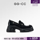 GG-CC【鞠婧祎同款】星系島嶼2024年新款樂(lè )福鞋厚底增高單鞋女G24U4835 黑色-鉆飾款（漆皮） 36