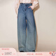 Fabrique 細閃燙鉆水洗漸變純棉闊腿牛仔褲秋季 水洗淺藍牛 XS /P