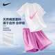 NIKE耐克女童夏季套裝2026新款女孩粉色短袖洋氣純棉夏裝兒童休閑裝 紫紅色【純棉兩件套】 /假一賠十 160 /L 【建議身高152-158cm】