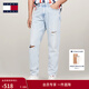 TOMMY JEANS秋冬男裝純棉美式潮流拼色口袋做舊破洞低腰寬松錐形牛仔褲 牛仔藍1AB 32