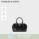 CHARLES&KEITH褶皺包掛手提小方包波士頓包女神節生日禮物送女友CK2-30671820 Black黑色 S