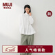MUJI IDEE 女式 平紋細褶裥長(cháng)袖襯衫 女士襯衣女裝春季新品 GA63CC6S 米白色 L (165/88A)