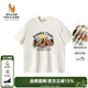William fox&sons威廉?？怂顾查g涼感彈力針織戶(hù)外露營(yíng)小狐貍主題印花男女同款T恤 杏色 L /50