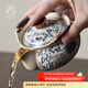 尚言坊青花汝窯蓋碗手抓壺茶杯高檔家用辦公帶蓋防燙茶碗單個(gè)大號泡茶壺 1繁花手抓壺