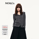 MO&Co.針織開(kāi)衫2025秋新品綿羊毛山羊絨海軍領(lǐng)高領(lǐng)短款MBE3CART02 中花灰色 S /160