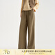 EIN言靜酷風(fēng)闊腿打褶設計簡(jiǎn)約休閑文藝復古長(cháng)褲子女2025早秋新款 砂杏 L
