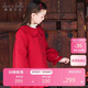 戴維貝拉（DAVE＆BELLA）中大童棉服冬裝女童中國風(fēng)紅色新年呢大衣棉衣外套