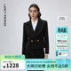 朗姿復古氣質(zhì)職業(yè)通勤黑色西裝外套春季新款短款西服上衣女 黑色2 M