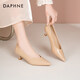 達芙妮裸色高跟鞋女2026新款春季氣質(zhì)法式通勤女鞋漆皮淺口尖頭單鞋女 裸色【4cm跟高】 37