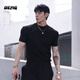 OEMG美式正肩收口短袖t恤男士夏季運動(dòng)健身速干內搭打底純色涼感上衣 黑色 L [建議115-130斤]