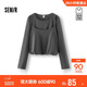 森馬（Semir）[商場(chǎng)同款]長(cháng)袖T恤女短款修身2025秋假兩件花苞上衣107525101002