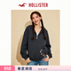 HOLLISTER美式舒適抓絨布連帽開(kāi)衫衛衣外套25冬季女裝352-5262 水洗黑色 S (165/84A)