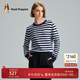 暇步士（Hush Puppies）女裝秋季復古撞色條紋百搭圓領(lǐng)套頭毛衣女 368藍白 M