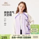英氏（YEEHOO）女童棒球服兒童外套中大童裝長(cháng)袖上衣學(xué)院風(fēng)立領(lǐng)春裝 紫色 165