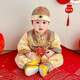 雀棲枝男童周歲中式禮服寶寶滿(mǎn)月百日生日中國風(fēng)唐裝套裝嬰幼兒童裝拜年 金玉滿(mǎn)堂 七件套帽衣褲紅鞋襪鎖吊墜 80