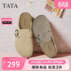 他她（TATA）復古勃肯鞋女厚底包頭拖鞋外穿穆勒鞋2025 杏色 37