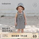babylove【清倉】女寶寶連衣裙夏季薄款吊帶裙嬰幼兒法式公主裙洋氣格子裙 維希風(fēng)尚 90