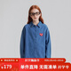 ELLE KIDS春季新品】法式學(xué)院風(fēng)女童大童純棉透氣吸濕翻領(lǐng)牛仔微落肩襯衫