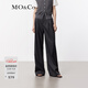 MO&Co.休閑褲中高腰立體壓褶燙挺中縫寬松直筒西褲長(cháng)褲通勤風(fēng)摩安珂 深花灰色 M 165