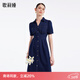 歌莉婭魔鬼收腰牛仔連衣裙夏裝女短袖顯瘦小個(gè)子通勤A(yíng)字裙子1A8C4K4DC 80U深牛仔藍 M