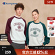 Champion冠軍插肩袖圓領(lǐng)衛衣男2025秋季新款拼接撞色女復古風(fēng)情侶 淺麻灰拼學(xué)院紅 L
