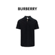 BURBERRY巴寶莉新款男士黑色棉紐扣下格紋短袖polo衫80843961 S七夕