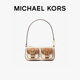 MICHAEL KORS【楊紫同款】禮物輕奢MK女包ZOE機車(chē)風(fēng)老花腋下包 小號 香草白/棕