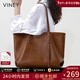 viney托特包包女包牛皮手提包通勤單肩大包送生日情人節禮物女朋友老婆 【深棕色】實(shí)用高檔百搭品牌輕奢
