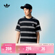 adidas經(jīng)典條紋純棉運動(dòng)上衣圓領(lǐng)短袖T恤男裝夏季阿迪達斯三葉草   黑色   S
