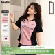MsShe【美式印花】大碼女裝2025夏裝適合胖mm的運動(dòng)短袖T恤女上衣 柔霧粉色現貨-5040 3XL