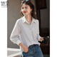 她享長(cháng)袖襯衫女春秋百搭豎條紋襯衫休閑襯衣外套女士上衣開(kāi)衫T51S065