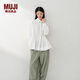 MUJI IDEE 女式 平紋細褶裥長(cháng)袖襯衫 女士襯衣女裝26年春季 GA63CC6S 米白色 L (165/88A)