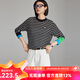 雲上生活「奧利針織衫」撞色條紋羊毛圓領(lǐng)針織衫2025秋Z9291X 黑白條 XL