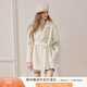 香影劉些寧同款雙面呢羊毛大衣女冬季小個(gè)子中長(cháng)紫色西裝毛呢外套 米白 XL 預售30天內發(fā)出