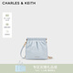 CHARLES&KEITH迷你菱格流浪包單肩斜挎雙肩包包女包生日女神節禮物CK2-60782390 【S號】Sea Salt Blue海鹽藍 S