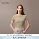 Calvin KleinJeans25夏季女士休閑印花時(shí)尚ck辣妹正肩修身針織短袖T恤上衣