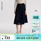 朗姿【朗姿Basic衣櫥】法式百褶半身裙復古女士裙子2024夏新款百褶裙 暮色藏藍色 S