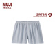 MUJI 女式 無(wú)側縫 雙層紗織 平角褲 安全褲 女士女生 FCE46C6S 薩克森藍條紋 M （160/66A）