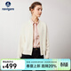 Navigare意大利小帆船女裝短外套秋冬季圈圈純羊毛夾克寬松小個(gè)子休閑女裝 科技白 S